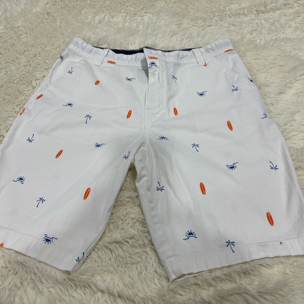 Wonder Nation White Shorts with Surfboard and Palm Tree Design